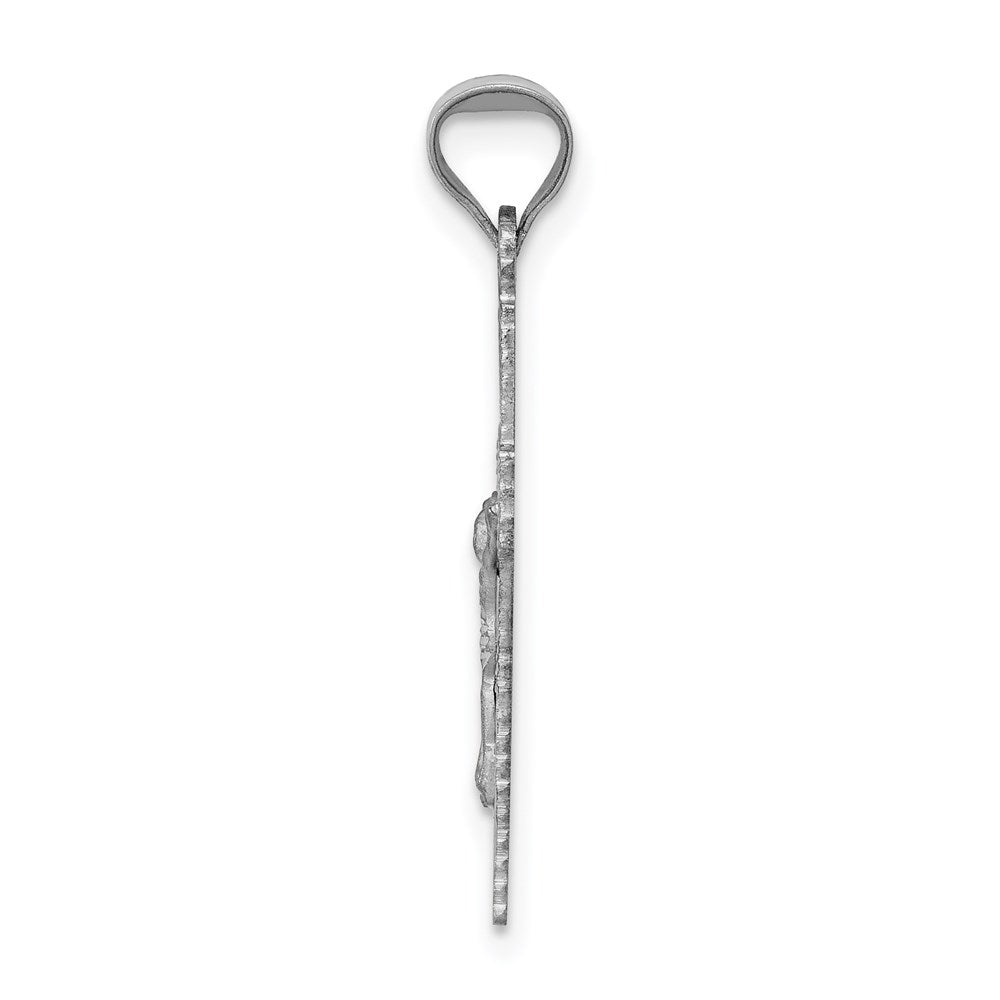 Million Charms 14K White Gold Themed Relgious Crucifix Pendant