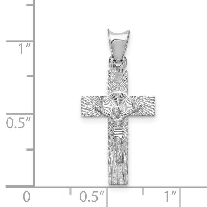 Million Charms 14K White Gold Themed Relgious Crucifix Pendant