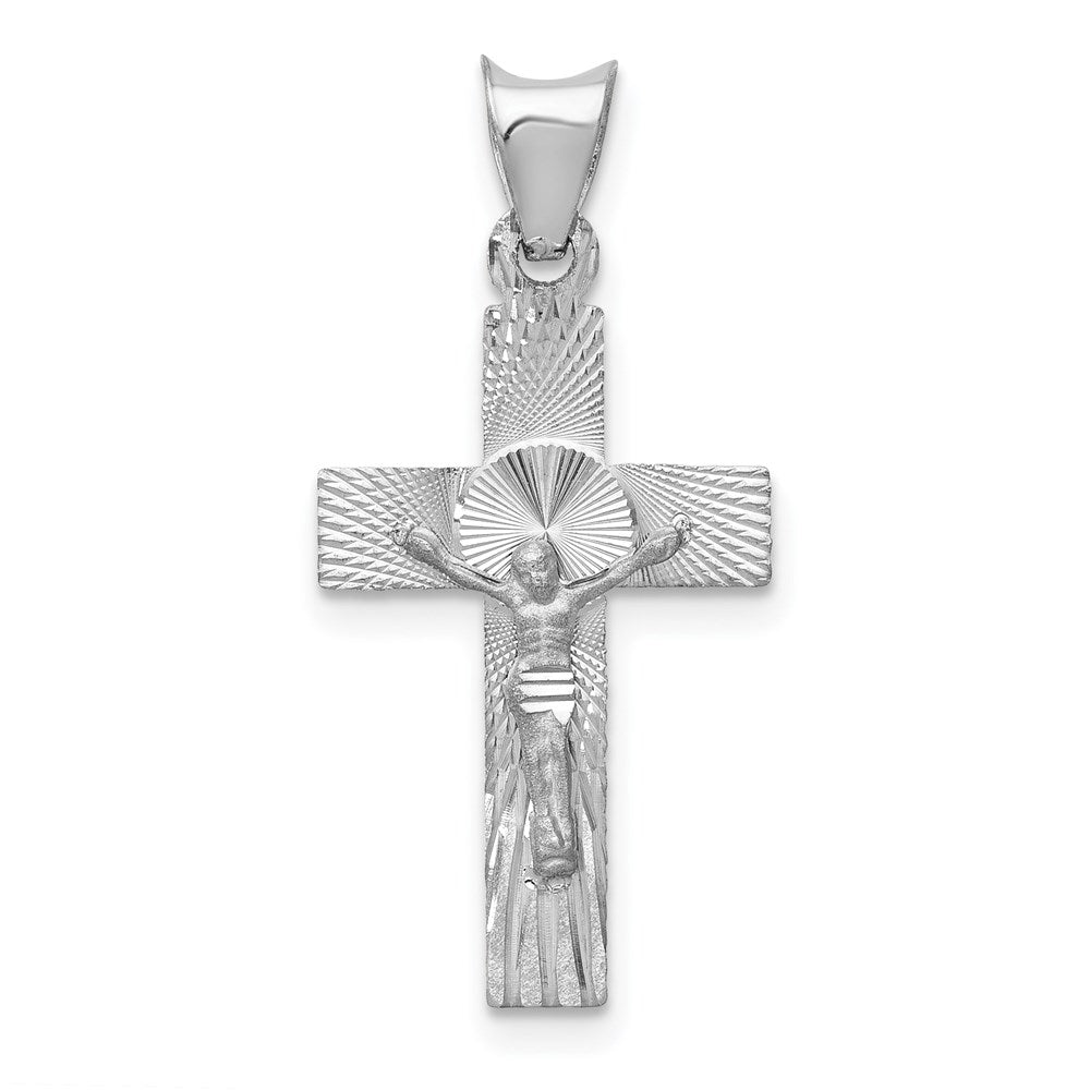 Million Charms 14K White Gold Themed Relgious Crucifix Pendant