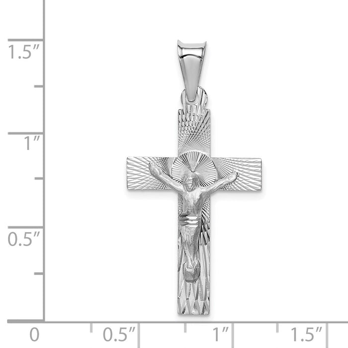 Million Charms 14K White Gold Themed Relgious Crucifix Pendant