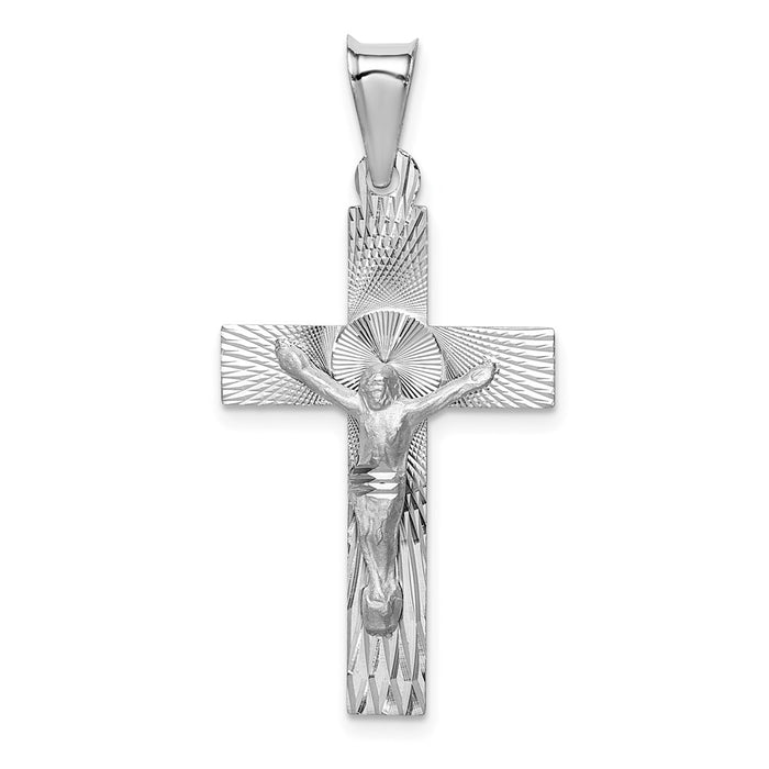 Million Charms 14K White Gold Themed Relgious Crucifix Pendant