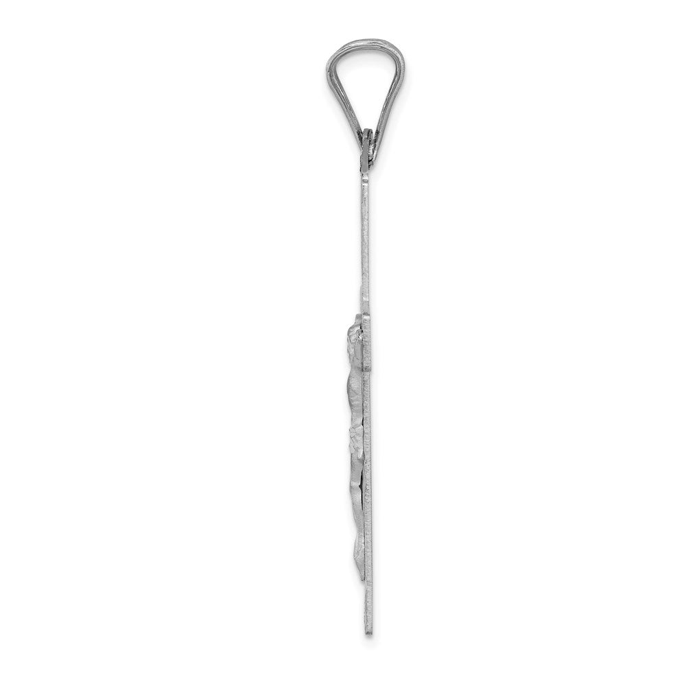 Million Charms 14K White Gold Themed Relgious Crucifix Pendant