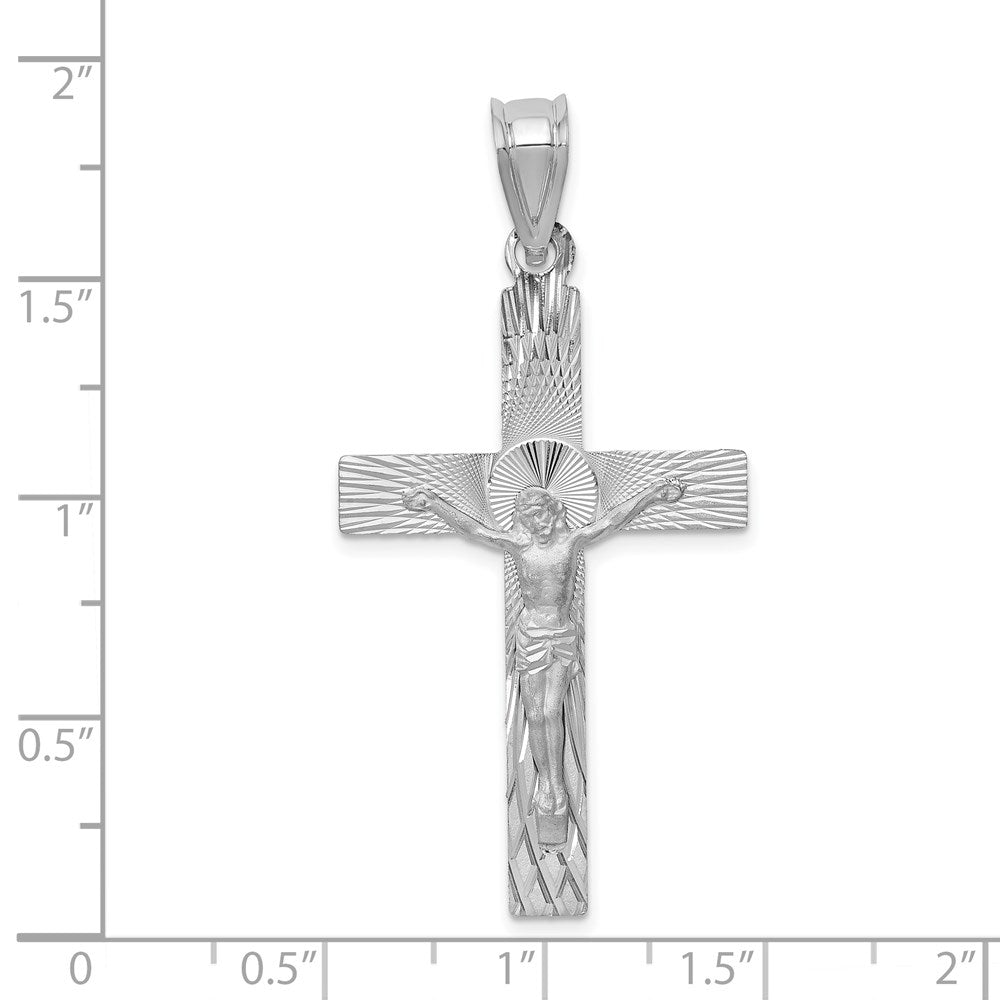 Million Charms 14K White Gold Themed Relgious Crucifix Pendant