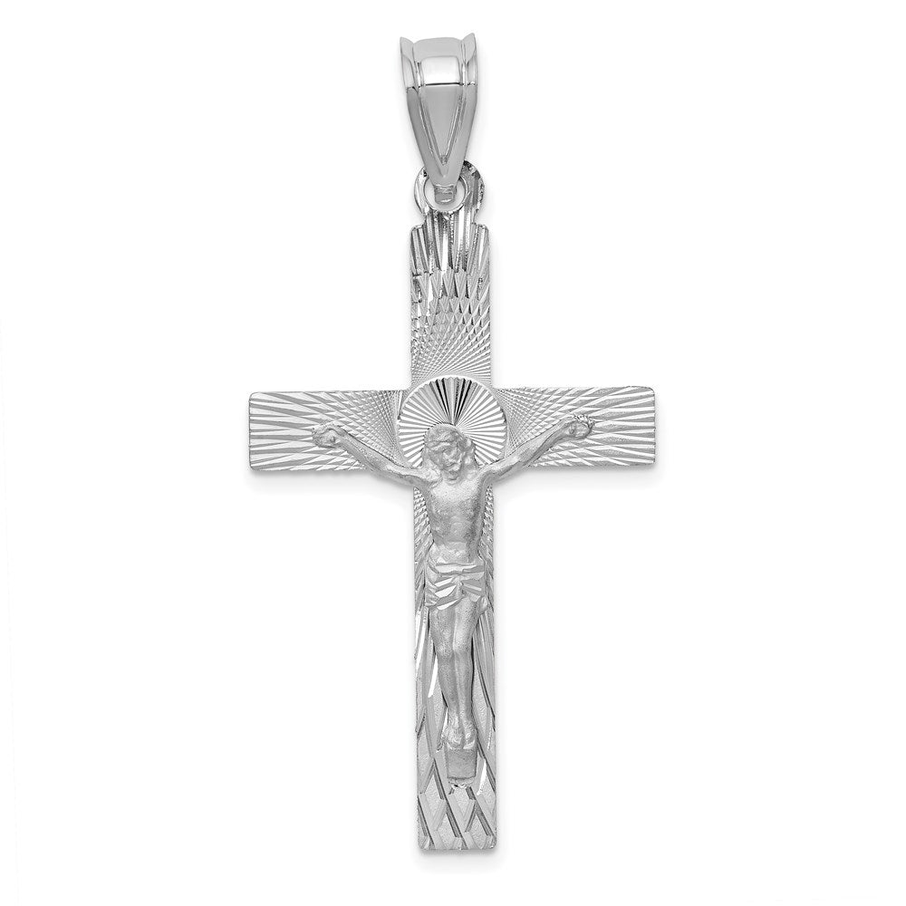 Million Charms 14K White Gold Themed Relgious Crucifix Pendant