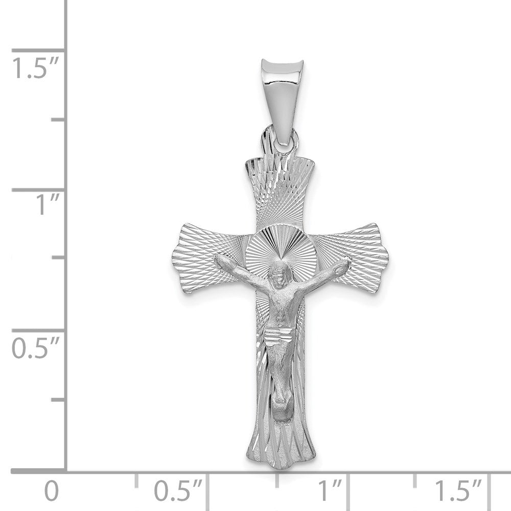Million Charms 14K White Gold Themed Relgious Crucifix Pendant