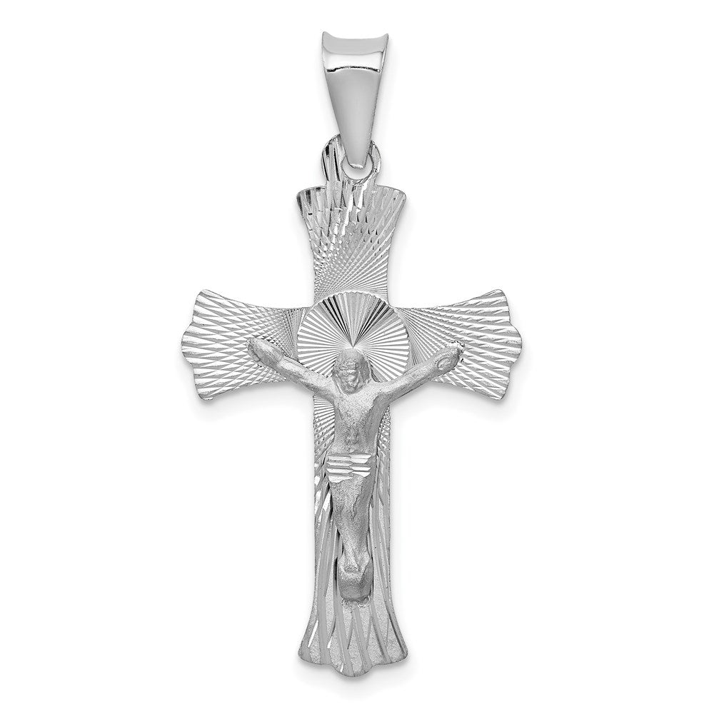 Million Charms 14K White Gold Themed Relgious Crucifix Pendant
