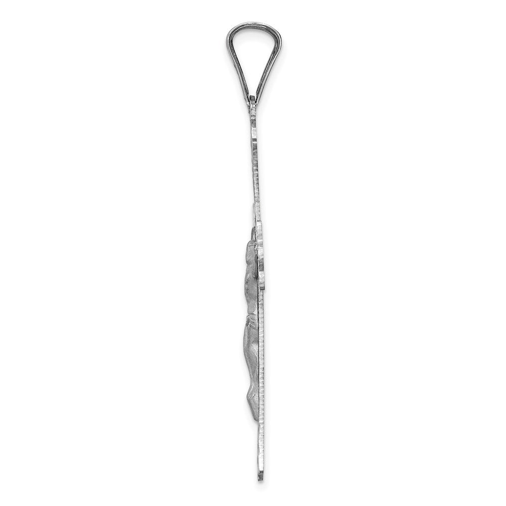 Million Charms 14K White Gold Themed Relgious Crucifix Pendant