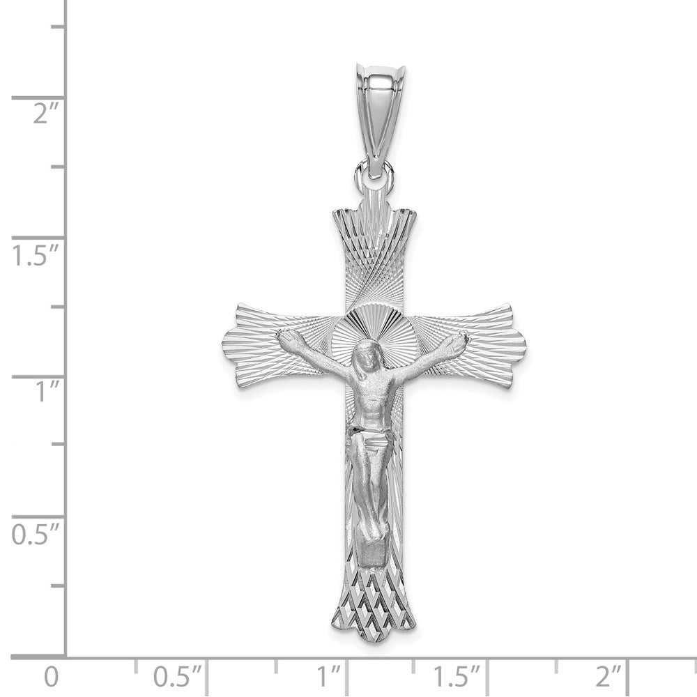 Million Charms 14K White Gold Themed Relgious Crucifix Pendant