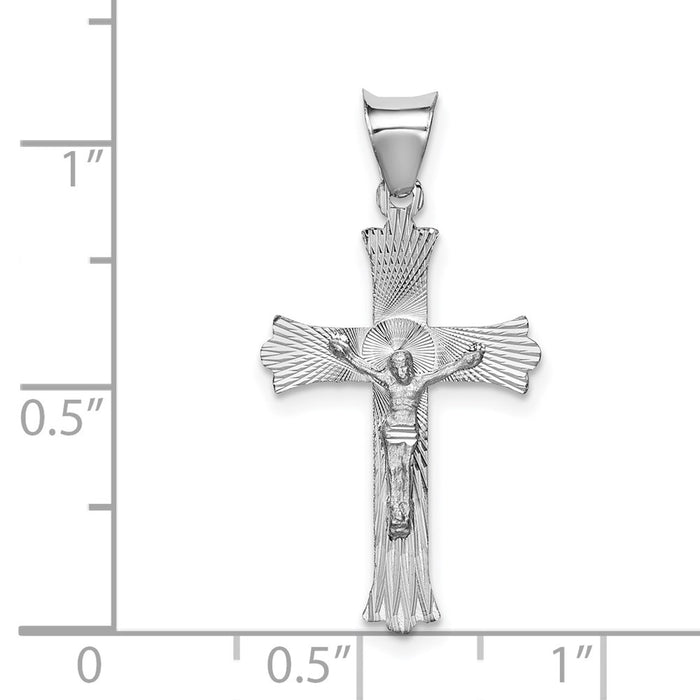 Million Charms 14K White Gold Themed Relgious Crucifix Pendant