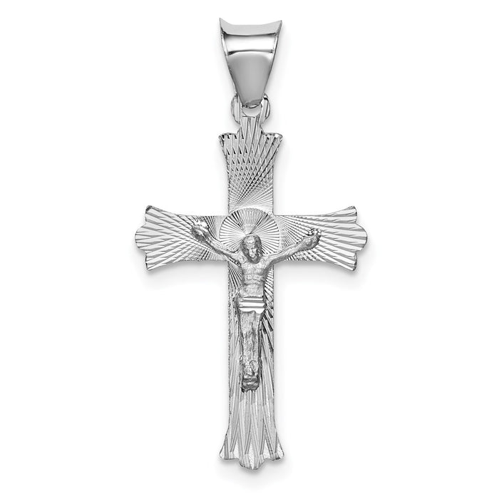 Million Charms 14K White Gold Themed Relgious Crucifix Pendant