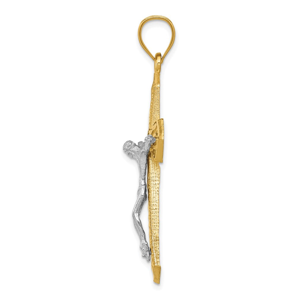 Million Charms 14K Two-Tone Diamond-Cut Passion Relgious Crucifix Pendant