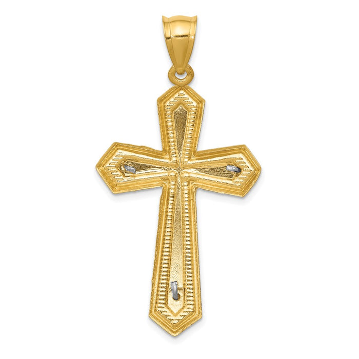 Million Charms 14K Two-Tone Diamond-Cut Passion Relgious Crucifix Pendant