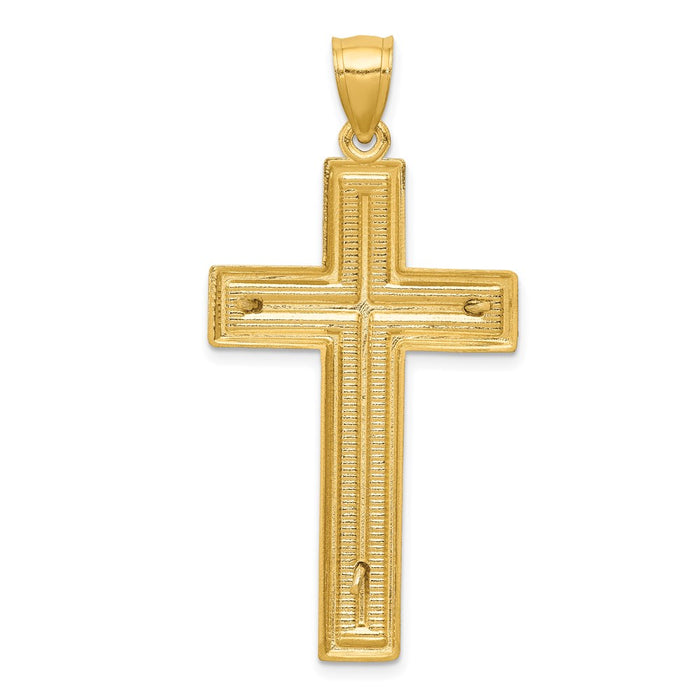 Million Charms 14K Two-Tone Diamond-Cut Latin Relgious Crucifix Pendant