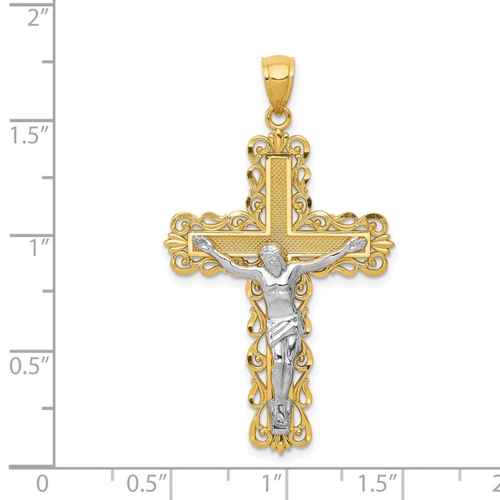 Million Charms 14K Two-Tone Relgious Crucifix Pendant