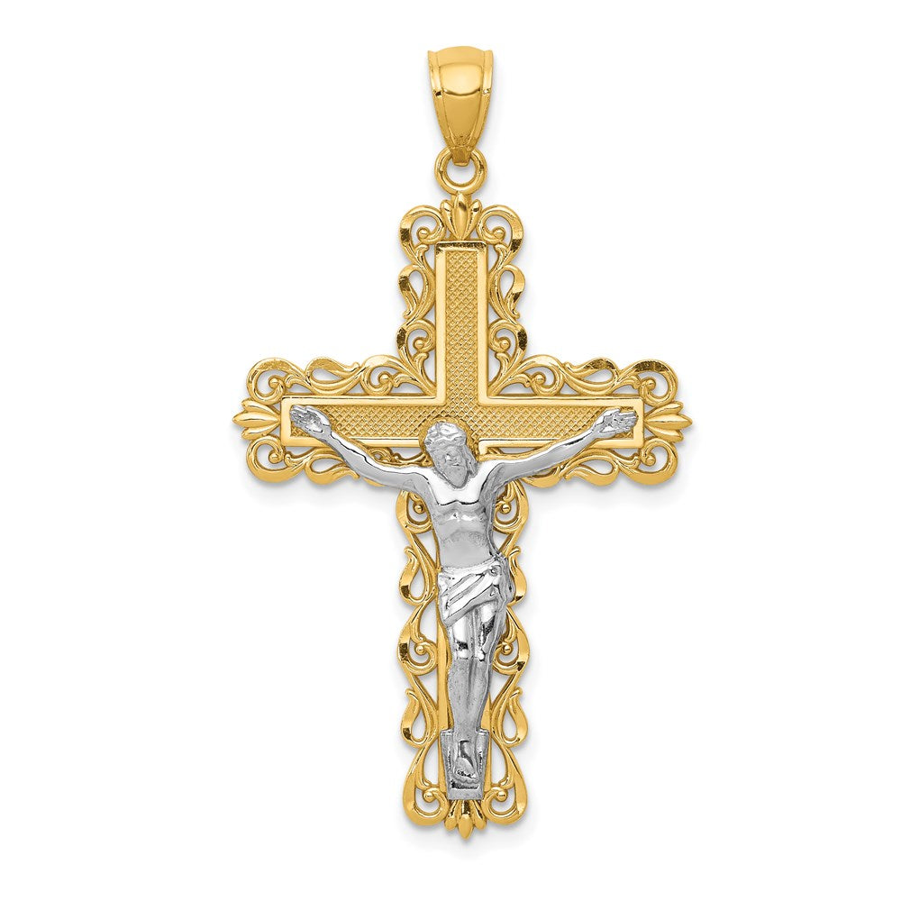 Million Charms 14K Two-Tone Relgious Crucifix Pendant