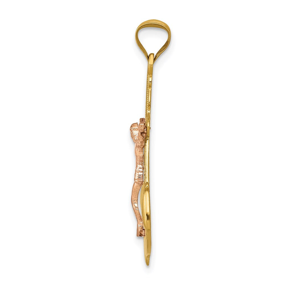 Million Charms 14K Tri-Color Mariner Relgious Crucifix Pendant