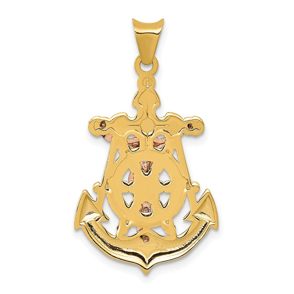 Million Charms 14K Tri-Color Mariner Relgious Crucifix Pendant