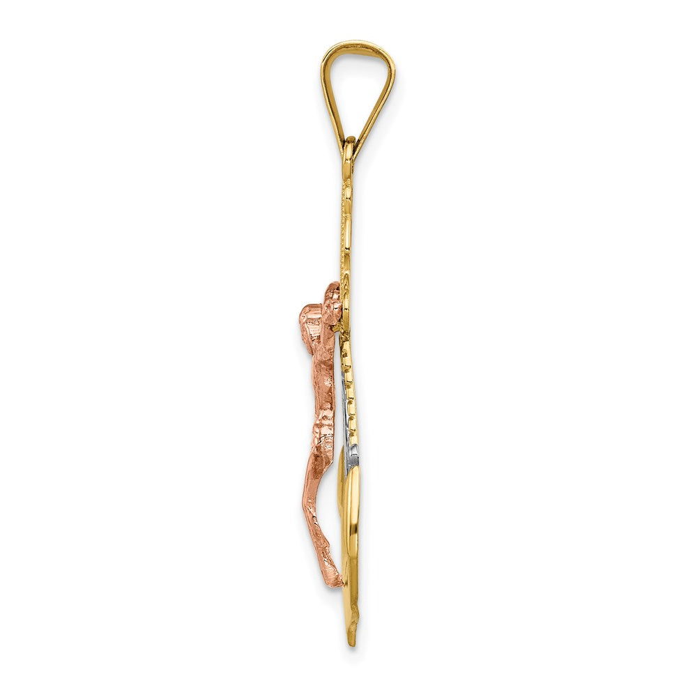 Million Charms 14K Tri-Color Mariner Relgious Crucifix Pendant