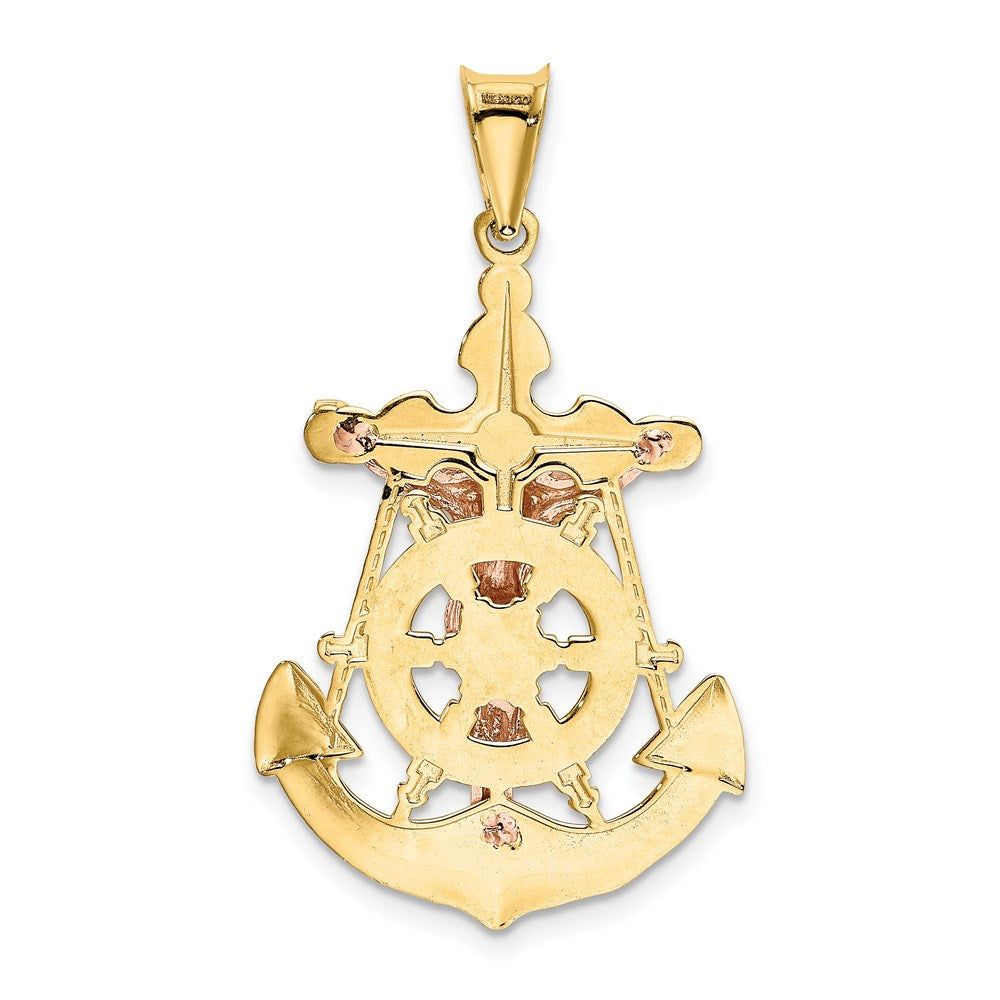 Million Charms 14K Tri-Color Mariner Relgious Crucifix Pendant