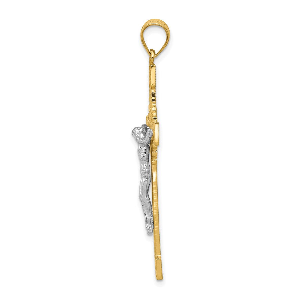 Million Charms 14K Two-Tone Polished Inri Relgious Crucifix Pendant