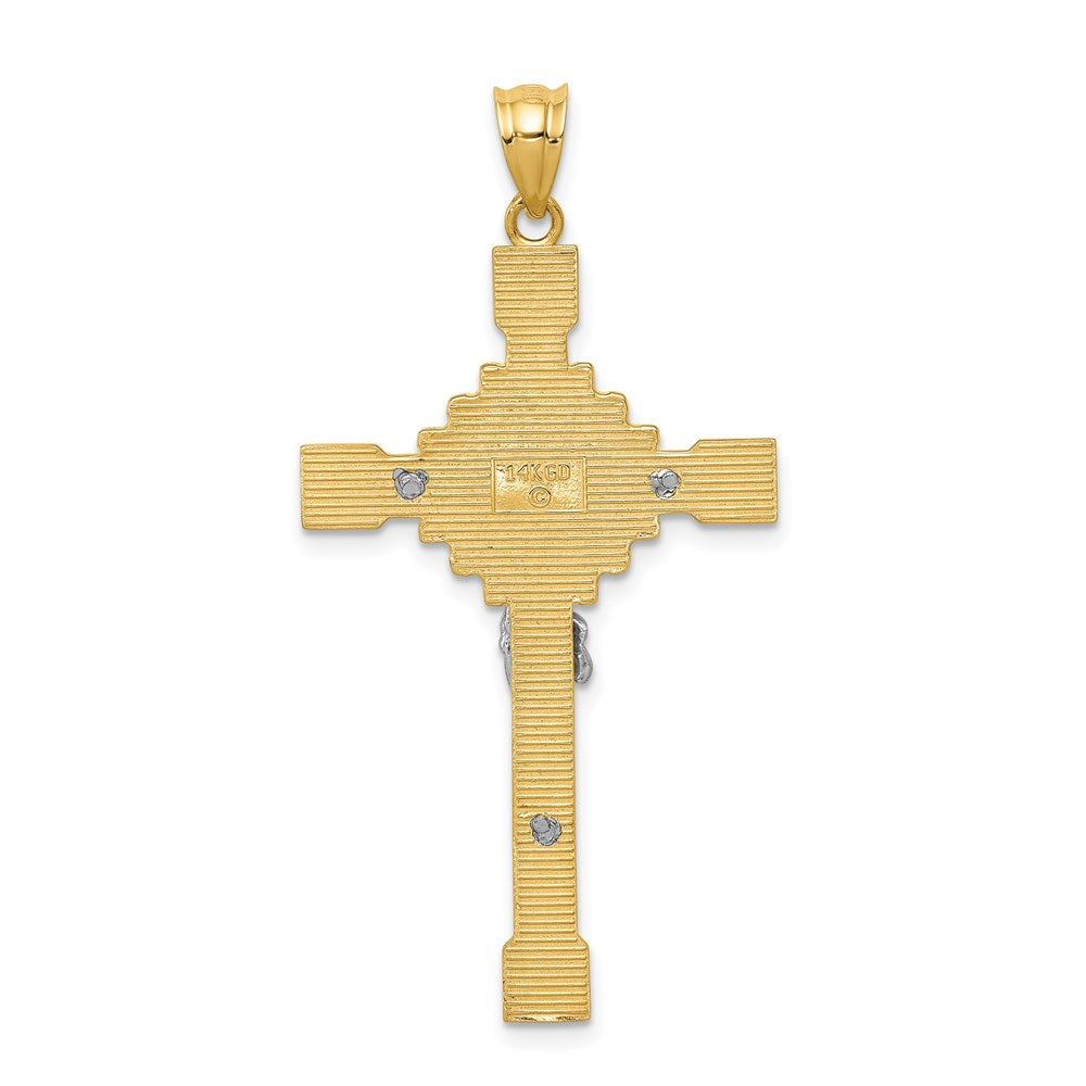 Million Charms 14K Two-Tone Polished Inri Relgious Crucifix Pendant