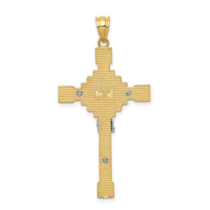 Million Charms 14K Two-Tone Polished Inri Relgious Crucifix Pendant