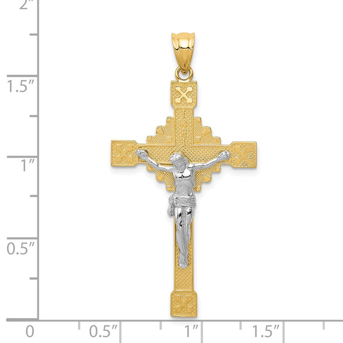 Million Charms 14K Two-Tone Polished Inri Relgious Crucifix Pendant
