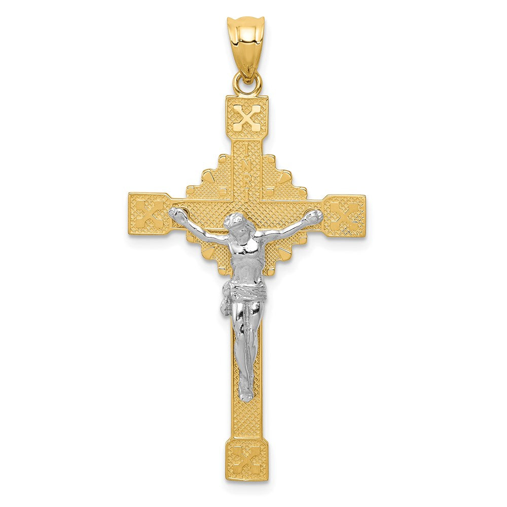 Million Charms 14K Two-Tone Polished Inri Relgious Crucifix Pendant
