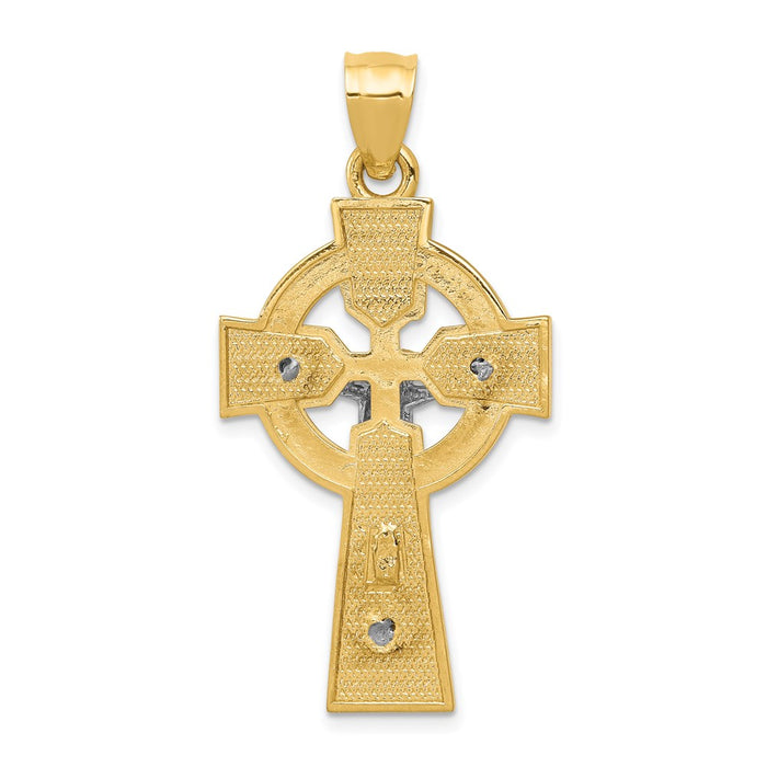 Million Charms 14K Two-Tone Polished Celtic Inri Relgious Crucifix Pendant