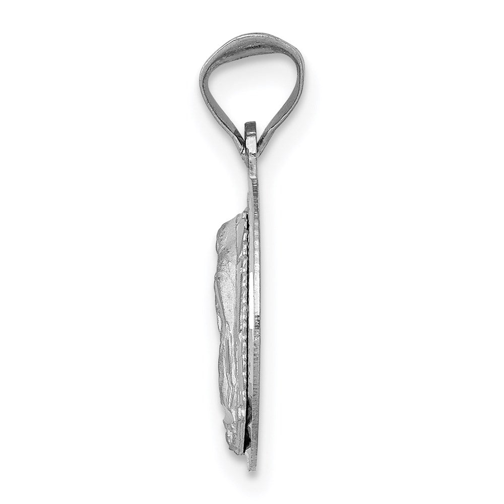 Million Charms 14K White Gold Themed Relgious Our Lady Of Guadalupe Circle Pendant