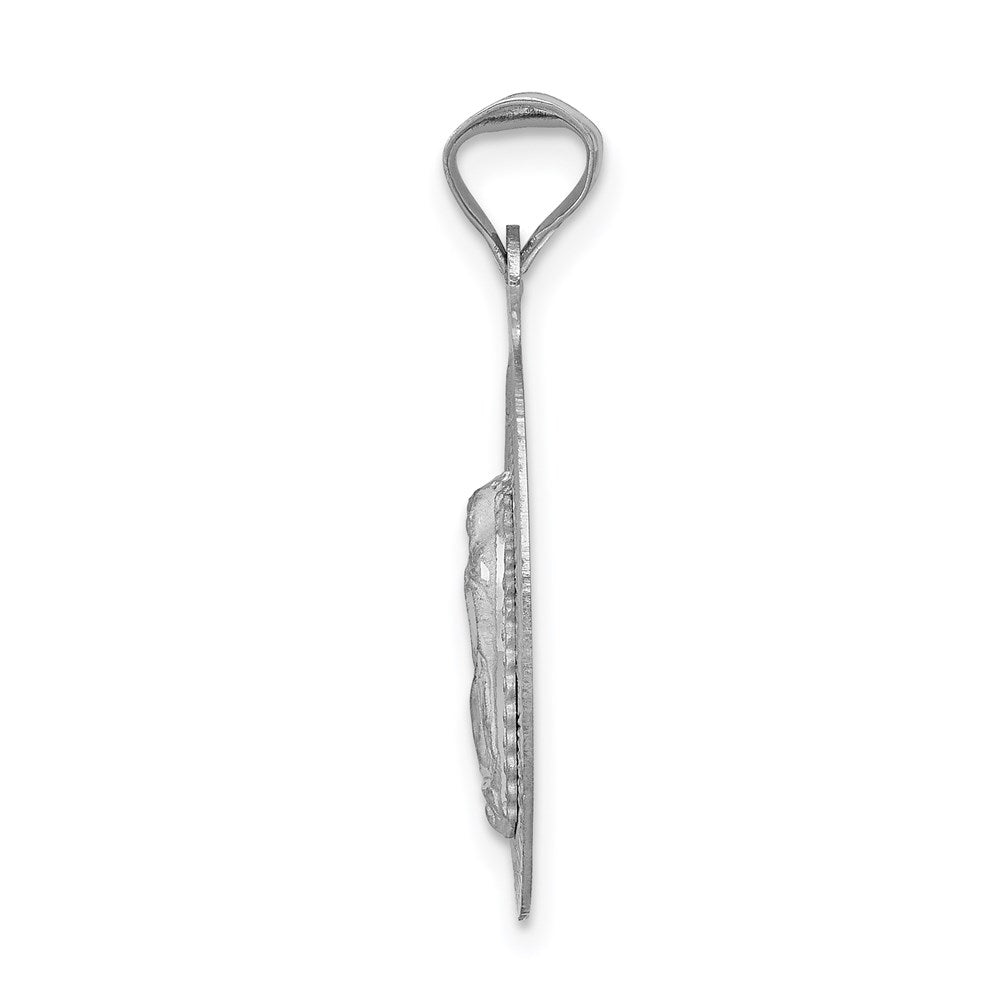 Million Charms 14K White Gold Themed Relgious Our Lady Of Guadalupe Oval Pendant