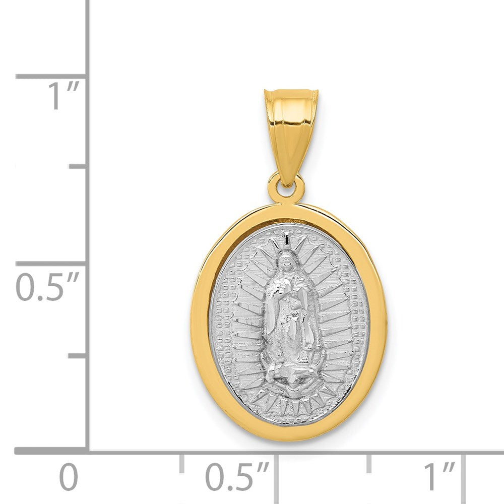Million Charms 14K Two-Tone Raised Lady Of Guadalupe Pendant