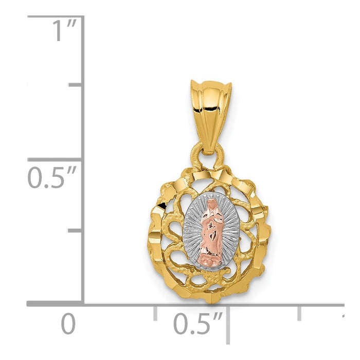 Million Charms 14K Two-Tone White Rhodium-plated Polished Lady Of Guadalupe Pendant