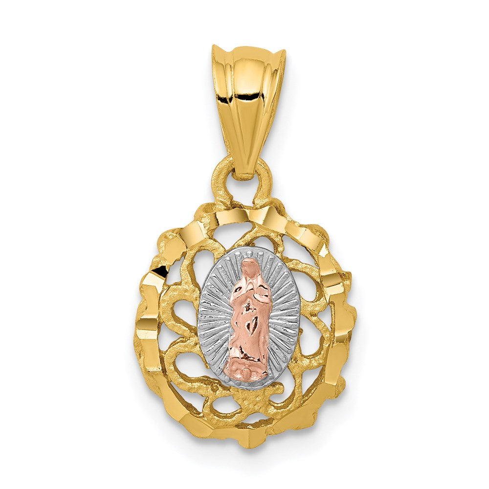 Million Charms 14K Two-Tone White Rhodium-plated Polished Lady Of Guadalupe Pendant