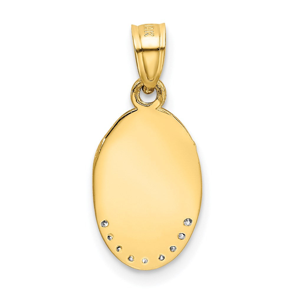 Million Charms 14K Two-Tone With White Rhodium-plated (Cubic Zirconia) CZ Lady Of Guadalupe Oval Pendant