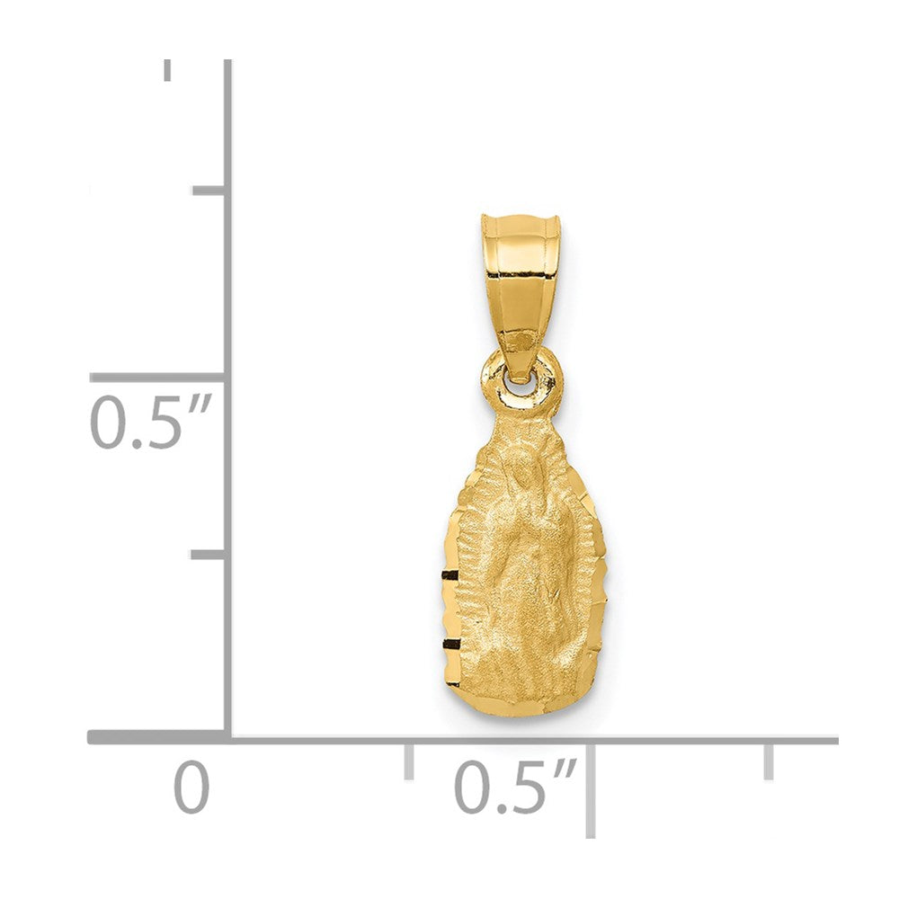 Million Charms 14K Yellow Gold Themed Satin & Diamond-Cut Relgious Our Lady Of Guadalupe Pendant