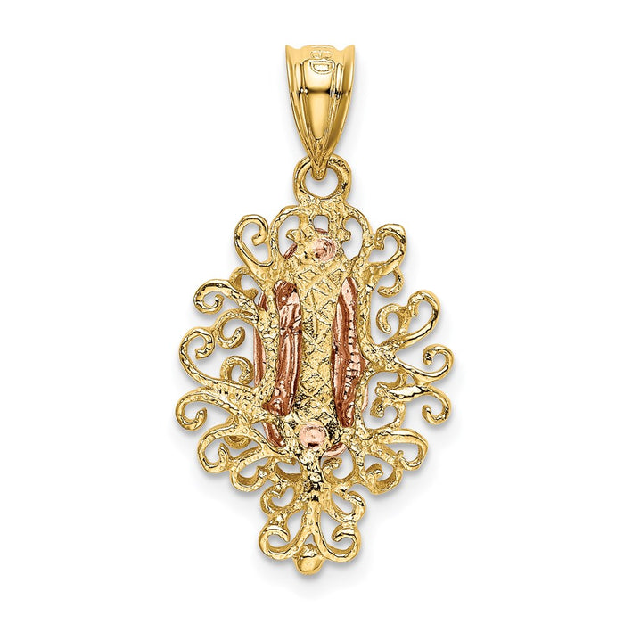 Million Charms 14K Two-Tone Polished Relgious Our Lady Of Guadalupe Pendant