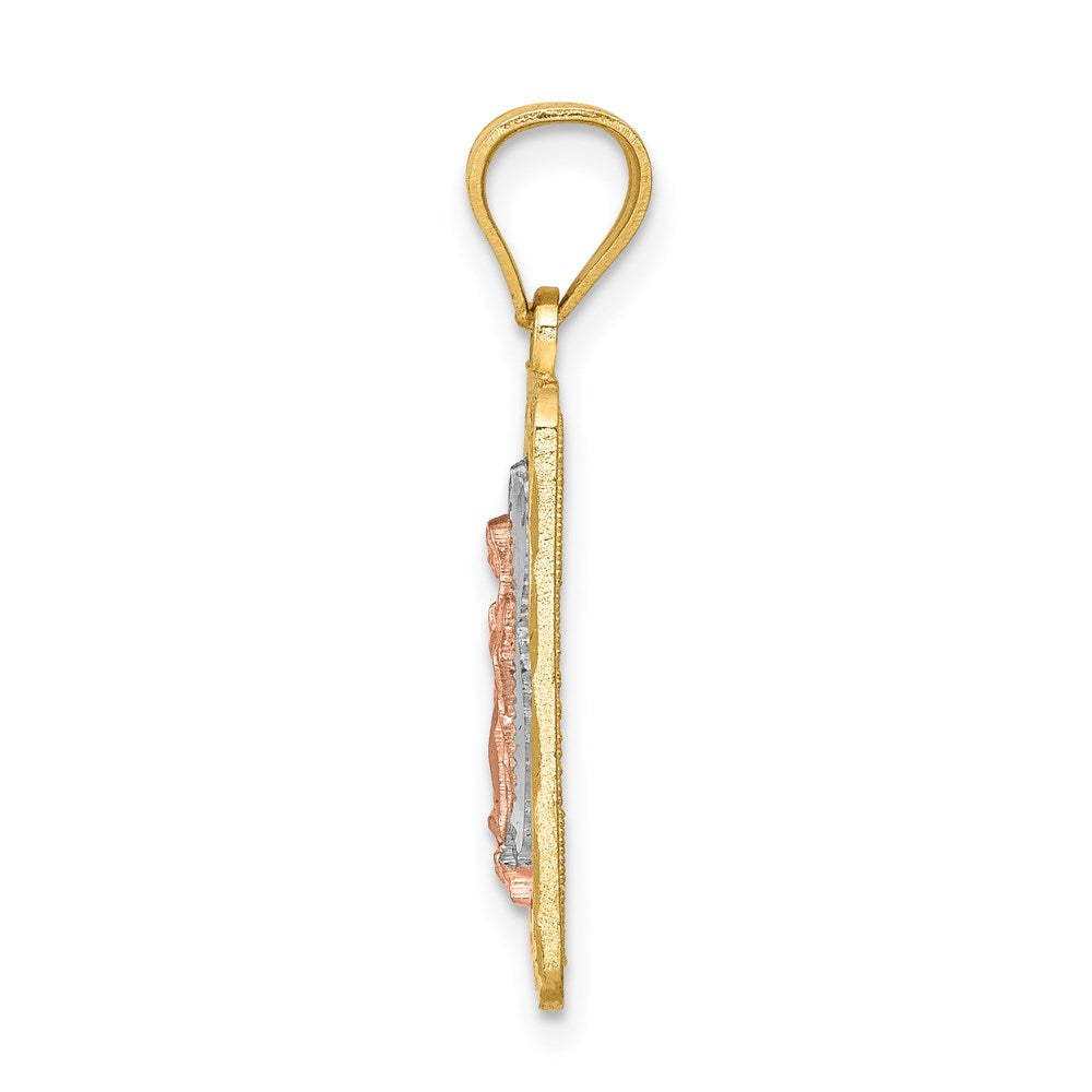 Million Charms 14K Two-Tone With White Rhodium-plated Diamond-Cut Lady Of Guadalupe Pendant