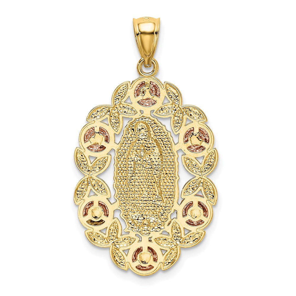 Million Charms 14K Two-Tone White Rhodium-plated Relgious Our Lady Of Guadalupe Pendant