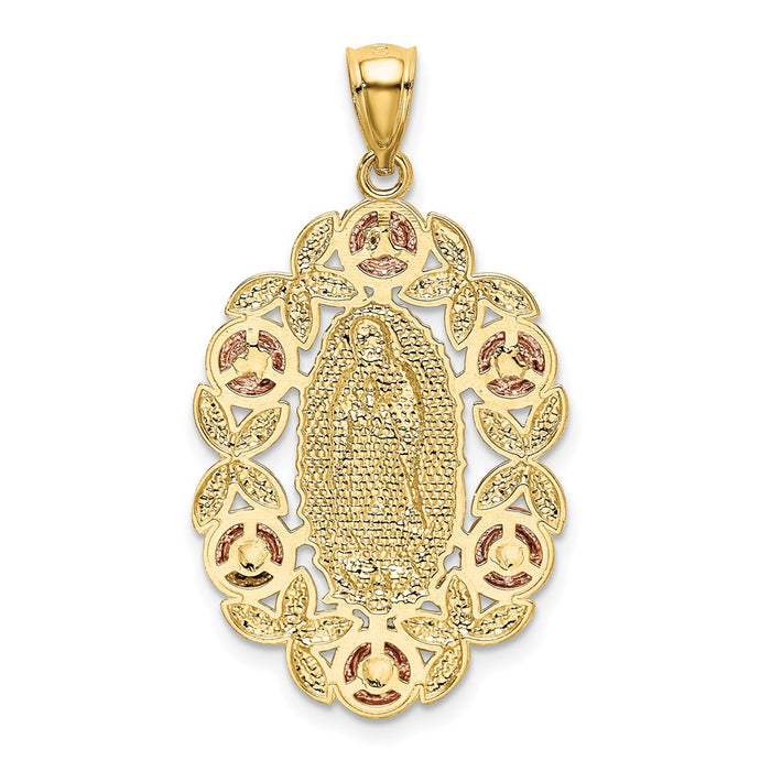 Million Charms 14K Two-Tone White Rhodium-plated Relgious Our Lady Of Guadalupe Pendant