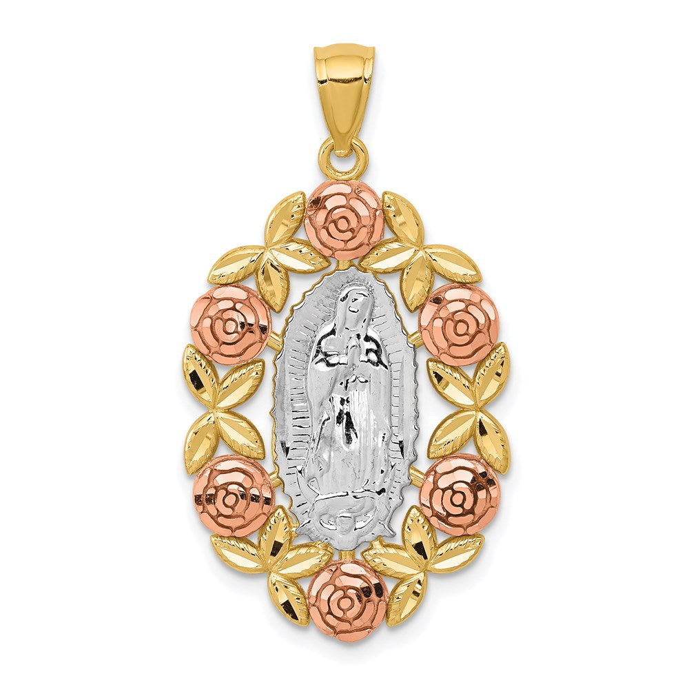Million Charms 14K Two-Tone White Rhodium-plated Relgious Our Lady Of Guadalupe Pendant
