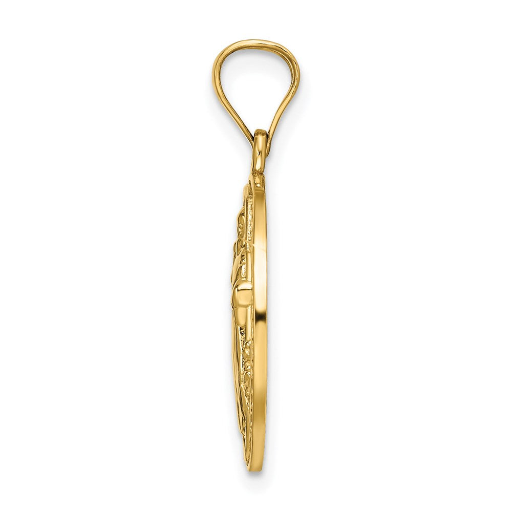 Million Charms 14K Yellow Gold Themed San Benito 2 Sided Round Pendant