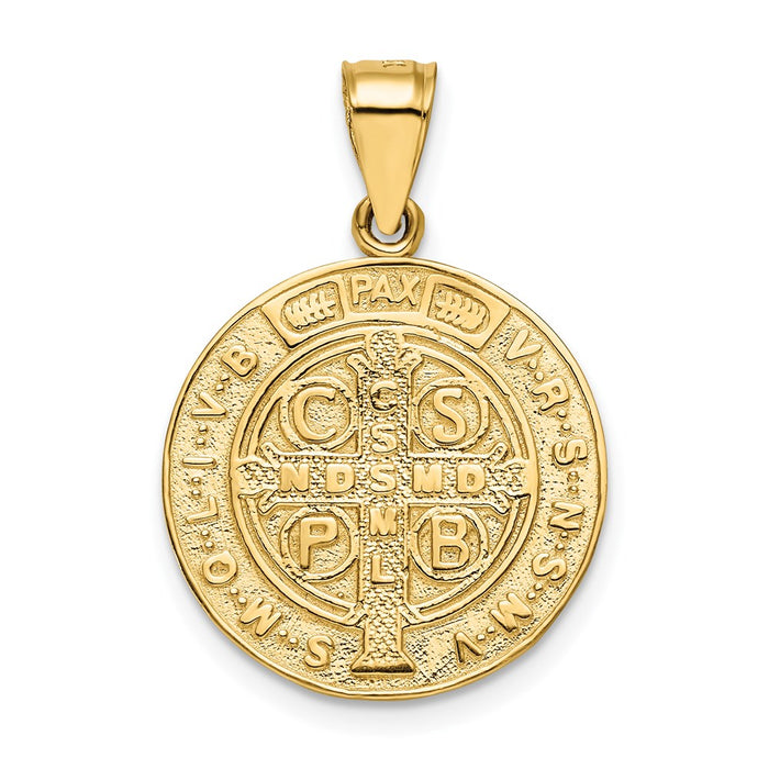 Million Charms 14K Yellow Gold Themed San Benito 2 Sided Round Pendant