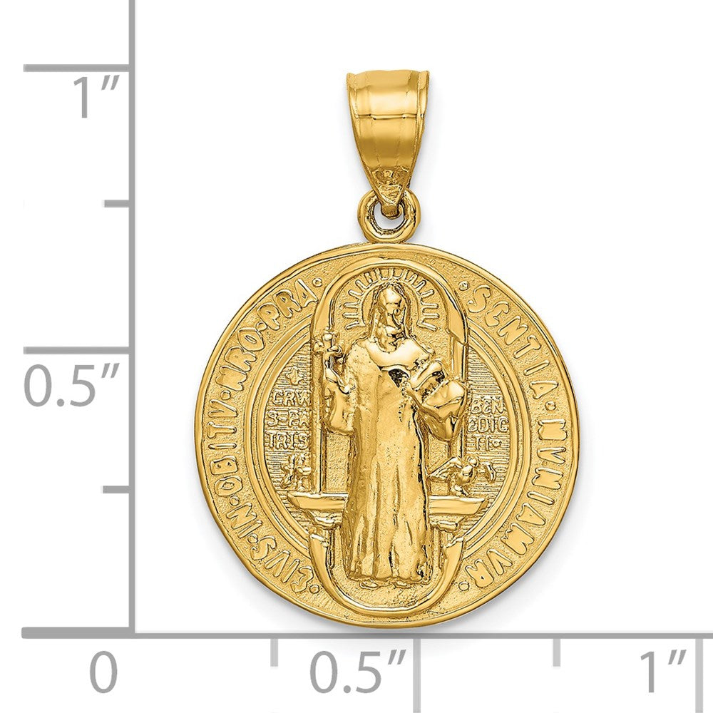 Million Charms 14K Yellow Gold Themed San Benito 2 Sided Round Pendant