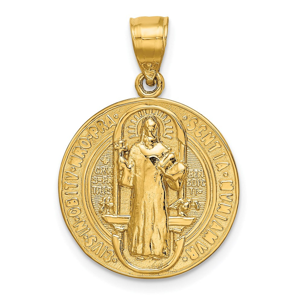 Million Charms 14K Yellow Gold Themed San Benito 2 Sided Round Pendant