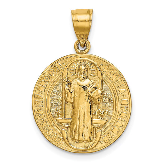 Million Charms 14K Yellow Gold Themed San Benito 2 Sided Round Pendant