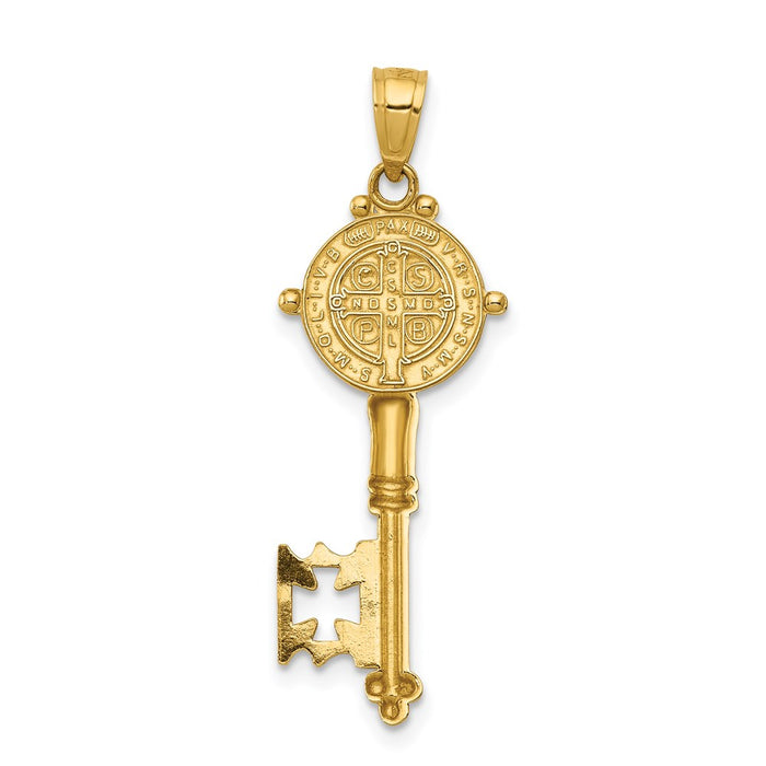 Million Charms 14K Yellow Gold Themed San Benito 2-Sided Key Pendant