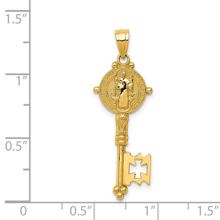 Million Charms 14K Yellow Gold Themed San Benito 2-Sided Key Pendant