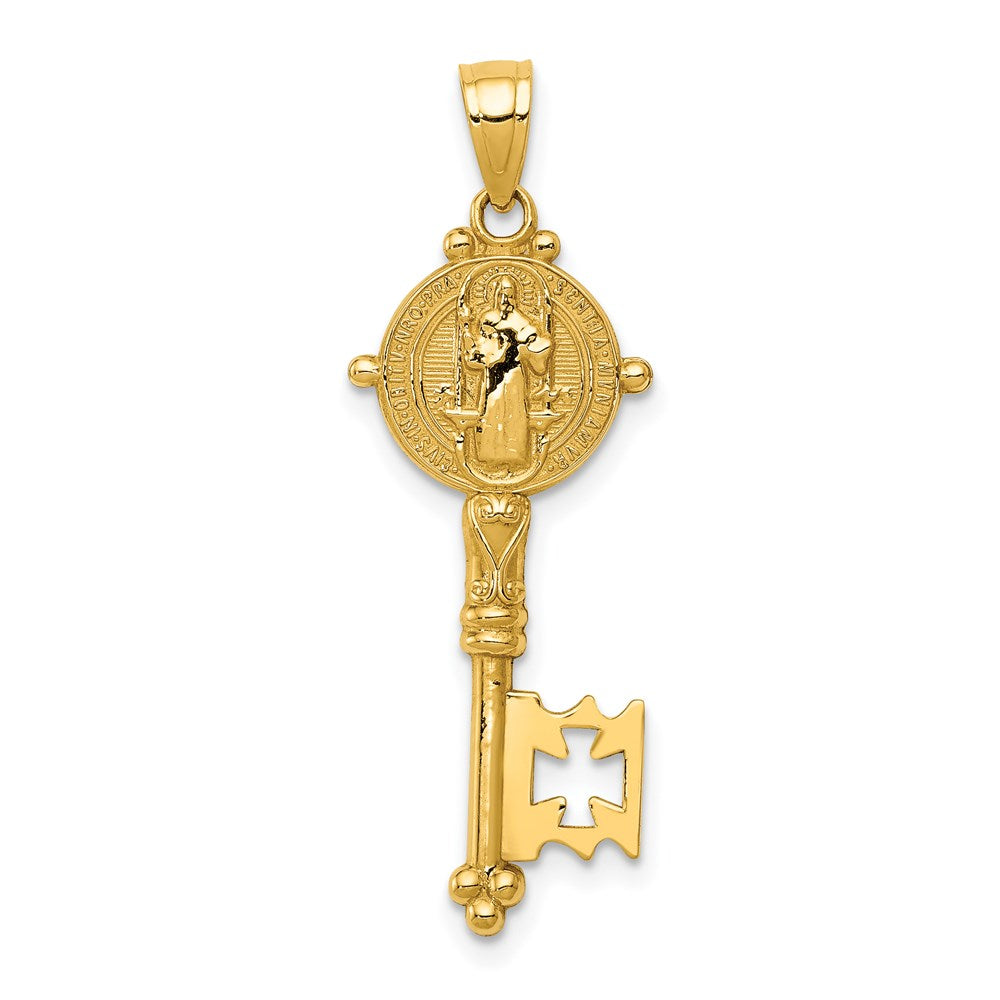 Million Charms 14K Yellow Gold Themed San Benito 2-Sided Key Pendant