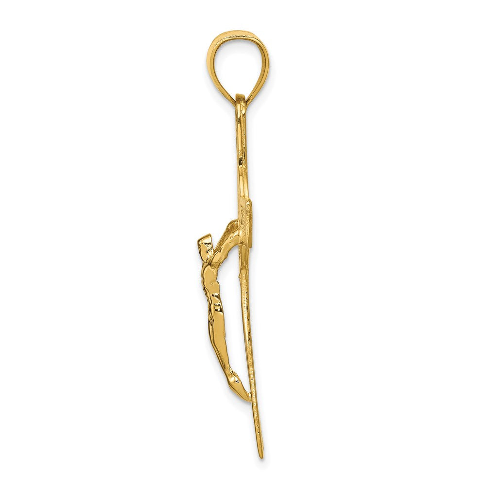 Million Charms 14K Yellow Gold Themed San Benito 2-Sided Relgious Crucifix Pendant